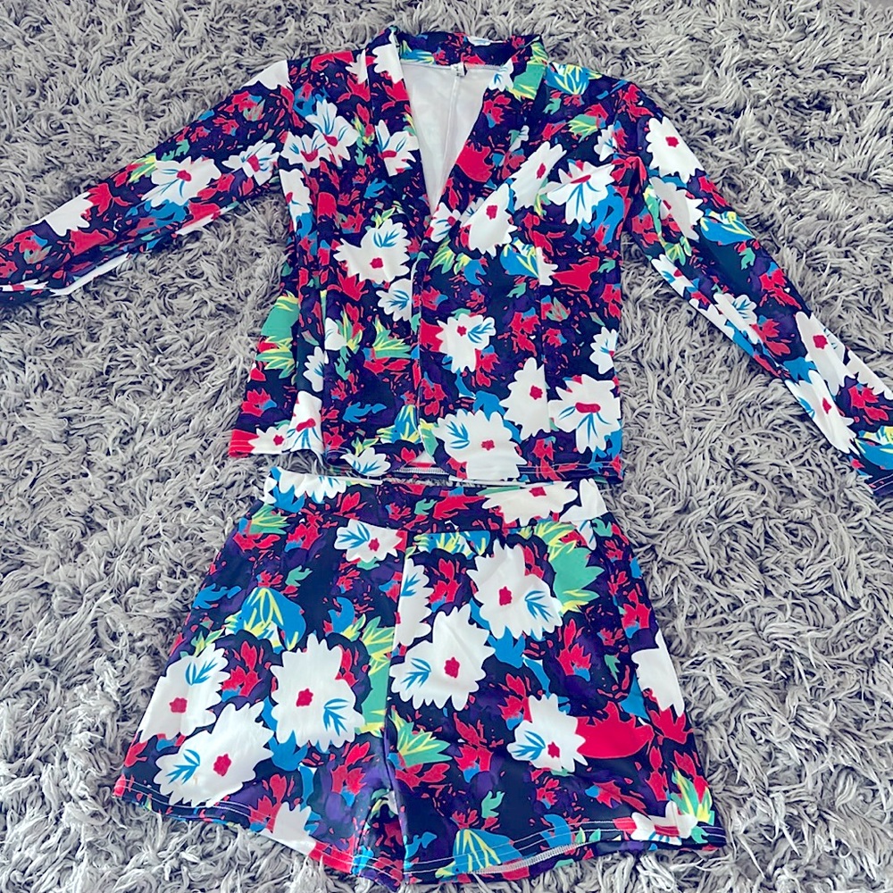 2piece flower short set